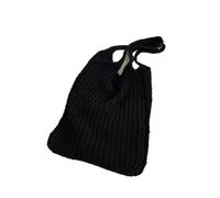 LIUCHUCHU Sac Paille Tricoté épaule sac à provisions for femmes Vintage coton tissu filles fourre-tout Shopper grand femme main Crochet(Black)