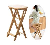 LIUD Pliant Tabouret De Cuisine Hauteur 61 Cm Tabouret Haut En Bambou Tabouret De Bar Pliant Tabourets De Petit Déjeuner Avec Repose-Pieds Pas Besoin D'installer, Économiser De L'espace Brun