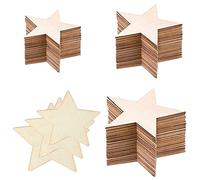 Liuer 100PCS Rondin de Bois Carré - Tranches et Plaque Carrées, Étiquettes Étoile en Bois à Peindre - Décoration pour Peinture, Création, Bricolage, DIY, Artisanat (5cm/8cm/10cm)