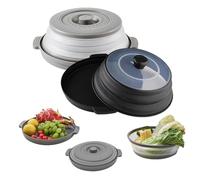 Liuer Cloche Micro Onde,2 Couvercle Pliable pour Micro-Ondes Couvercle Micro Ondes avec Base,Couvercle Chauffant des Aliments Couvercle Anti-éclaboussures Micro-Ondes pour Fruits Et Légume