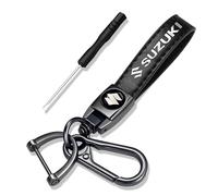 LIUFUMEI Porte-clés Voiture pour Suzuki Vitara/Escudo 2012-2025, Résistant en Cuir Microfibre, Anneau D Anti-Perte et Mousqueton Accessoire Auto Zinc pour Homme Femme