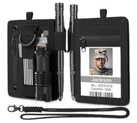 LIUGX Porte-carte d'identité tactique, nylon 900D, porte-badge auto-agrippant, poche zippée étanche, cordon tour de cou, porte-clés et organisateur de cartes de crédit, blocage RFID