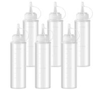 LiuHancsqd 6 Pcs Recipient Sauce Vinaigrette, 240ML Bouteille à Condiments, Flacon Doseur Sauce, Presser Bouteilles en Plastique avec Bouchon pour Vinaigre Huile d'Olive Ketchup Mayonnaise