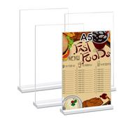 LiuHancsqd Lot de 4 présentoirs A5 en acrylique - Présentoir de table A5 - Porte-cartes de menu - Support de carte postale - Présentoir publicitaire - Présentoir de table en acrylique transparent