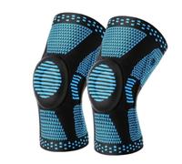 LIUHLFSR 2Pcs Sport Compression Knee Support Brace Patella Protector Knitted Silicone Spring LegPad pour Le COURSEUR(Blue-2Pcs,XL)