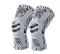 LIUHLFSR 2Pcs Sport Compression Knee Support Brace Patella Protector Knitted Silicone Spring LegPad pour Le COURSEUR(Grey-2Pcs,XX-Large)