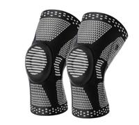 LIUHLFSR 2Pcs Sport Compression Knee Support Brace Patella Protector Knitted Silicone Spring LegPad pour Le COURSEUR(Black-2Pcs,M)