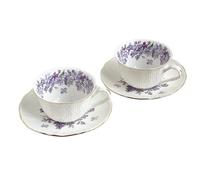 LIUHLFSR Ensemble de tasses à café violet lilas, ensemble thé fleurs en relief romantique, tasse, théière Pour Latte, Cappuccino et Thé(Two sets)