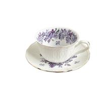 LIUHLFSR Ensemble de tasses à café violet lilas, ensemble thé fleurs en relief romantique, tasse, théière Pour Latte, Cappuccino et Thé(A set)