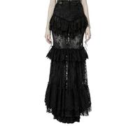 LIUHLFSR Jupe Longue en Dentelle Style Gothique for Femme, Magnifique, avec Cordon de Serrage latéral en Velours pour Les Fêtes,Le Cosplay(Black,XX-Large)