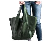 LIUHLFSR Sac fourre-tout minimaliste grande capacité en cuir PU souple à bandoulière Pour le Quotidien et le Travail(Green)
