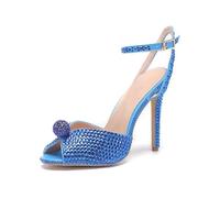 LIUHLFSR Sandales à bout ouvert et paillettes strass, élégantes, talons hauts, chaussures de mariage, banquet, mariée, été Pour une Soirée de Mariage(Blue,43)