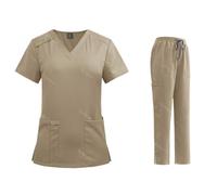 LIUHLFSR Uniformes médicaux uniforme de beauté multicolore vêtements de travail vétérinaires unisexe pharmacie clinique ensemble de gommage épais Pour Les Hôpitaux(42020-Cream,M)