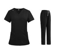 LIUHLFSR Uniformes médicaux uniforme de beauté multicolore vêtements de travail vétérinaires unisexe pharmacie clinique ensemble de gommage épais Pour Les Hôpitaux(42020-Black,XL)