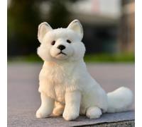 LIUHONGFEI Renard en peluche imitation renard blanc avec fil d'aluminium sur les membres avant pour une assise stable (il y a des fils en aluminium sur les membres antérieurs qui peuvent vous garder