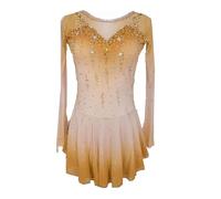 LIUHUO Robe de patinage artistique bleue élégante pour filles et femmes - Robe de compétition de danse sur glace - Vêtements de patinage, jaune, L