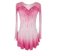 LIUHUO Robe de patinage artistique bleue élégante pour filles et femmes - Robe de compétition de danse sur glace - Vêtements de patinage, rose, L