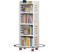 LIUJHGH Bibliothèque rotative avec roulettes, étagère Debout 4/5 Niveaux pour Enfants, Adultes, Chambre ou Salon(40cm,115cm)
