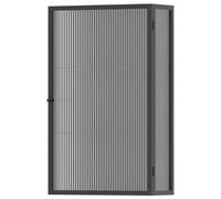 LIUJHGH Meuble Mural à Porte en Verre, Armoire de Rangement Moderne en métal avec Verre trempé, Armoire à Pharmacie Suspendue pour Cuisine, Salle de Bain ou Chambre(Noir,Left)