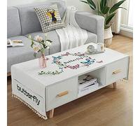 LIUJUAN Nappe pour Tables Coton Toile Cirée Nappe De Table Basse Fraîche en Coton Et Lin Imperméable Nappe Pompon Rectangulaire Anti-Brûlure-Embrassant Les Fleurs Et Les Papillons_60 * 170 Cm