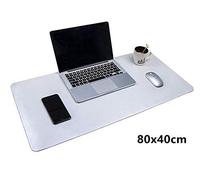 LIUJUAN Tapis De Souris Bureau Grand Tapis De Bureau Multifonction 80X40Cm Grand Tapis De Souris en Cuir PU Imperméable Ultra-Mince Bureau Maison Double Usage Tapis De Bureau-Argent