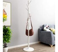 Liukouu Porte-Manteau en Bois, 8 Crochets Forme d'arbre Vintage Portemanteau De Plancher Porte-Manteau à Assembler sur Pied Porte-Manteau pour EntréE pour Chapeau, VêTements, Sacs à Main(Blanc)