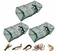 LIUKUANGDA Lot de 3 pièges à crabes pliables pour la pêche - Piège à crabe pliable - Piège à poissons - Piège à crabe - 50 x 24 x 24 cm