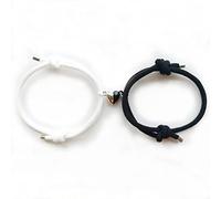 LIUL 1 Paire 2 moitiés Coeur Bracelet magnétique Pendentif en Acier Couple Bracelets pour Amoureux amitié Bracelets Tresse Corde Aimant Bijoux