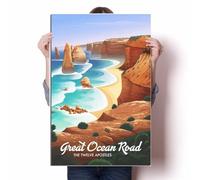 LIULAG impression sur toile 30x45cm Sans cadre Great Ocean Road Australie Vintage Affiche de voyage Toile Peinture Vintage House Salle de bain Art Print