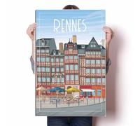 LIULAG impression sur toile 30x45cm Sans cadre Rennes France Maison Vintage Affiche de voyage Photo Maison Mur Art Imprimer Salle de bain Bureau Bar
