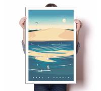 LIULAG impression sur toile 40x60cm Sans cadre France Bassin d’Arcachon Vintage Affiche de voyage Salle de bain Home Design Bureau Vintage Bar Wall Decor