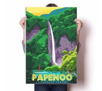 LIULAG impression sur toile 50x70cm Sans cadre Papenoo Tahiti Chutes Vintage Voyage Affiche Salle de Bains Affiche Maison Design Maison Toile Impressions