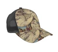 Liulannq Ancient Map World Globe Sunscreen, chaud, incurvé Eaves Mesh Baseball Cap, Twill Color Sports, Casual Hat.Be Universal in All Seasons. Noir