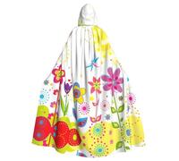 Liulannq Cape à capuche unisexe avec motif soleil, papillons, fleurs, Halloween, costume de mascarade de Noël, costume de sorcière de vampire pour adulte, accessoires exquis.