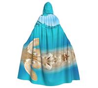 Liulannq Cape à capuche unisexe Sea Pearl pour Halloween, costume de mascarade de Noël, costume de sorcière de vampire pour adulte, accessoires exquis.