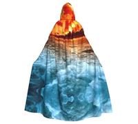 Liulannq Cape à capuche unisexe The Beach Sunset pour Halloween, costume de mascarade de Noël, costume de sorcière vampire pour adulte, accessoires exquis.