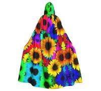 Liulannq Cape à capuche unisexe tournesol arc-en-ciel pour Halloween, costume de mascarade de Noël, costume de sorcière vampire pour adulte, accessoires exquis.