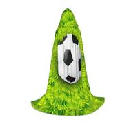 Liulannq Cape colorée unisexe à capuche motif football sur l'herbe, costume de sorcière diable pour Halloween, costumes de performance