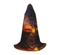 Liulannq Cape colorée unisexe à capuche Tree At Golden Sunset - Costume de sorcière diable - Accessoires de robe d'Halloween - Costumes de performance