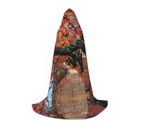 Liulannq Cape colorée unisexe à capuche Tree In The Fall - Costume de sorcière diable - Accessoires de robe d'Halloween - Costumes de performance