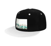 Liulannq Chapeau hip-hop turquoise bleu sarcelle floral multicolore, convient pour adultes et enfants, hommes et femmes, chapeaux d'ambiance amusants., blanc, Taille unique