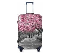 Liulannq Cherry Blossoms Park Housse de protection élastique pour valise, décore et protège votre valise de la poussière et des rayures., Noir , L