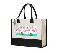Liulannq Couple de feuilles de palmier et de flamants roses pour femme, tempérament élégant, sac à main en toile