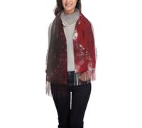 Liulannq Écharpes rouges étoilées Aky pour femme en automne et hiver, châle polyvalent à pompons