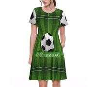 Liulannq Football Field Robe à manches courtes pour femme, Noir , S-8XL