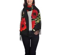 Liulannq Foulards à fleurs rouges pour femme en automne et hiver, châle polyvalent à pompons