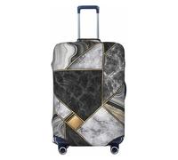 Liulannq Housse de protection élastique pour valise, texture marbre noir, dorée, qui décore et protège votre valise de la poussière et des rayures., Noir , L