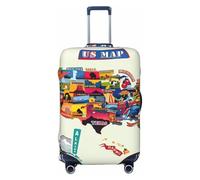 Liulannq Housse de protection élastique pour valise Us Map Seashore qui décore et protège votre valise de la poussière et des rayures., Noir , S