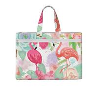 Liulannq Lot de 2 sacs à main en toile avec flamants roses rouges, sacs à main portables pour bureau et affaires, kits d'étude, sacs de rangement, super durables.