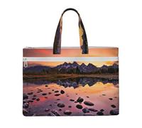 Liulannq Mountain View At Sunrise - Sacs à main portables en toile pour bureau et affaires, kits d'étude, sacs de rangement, super durables.